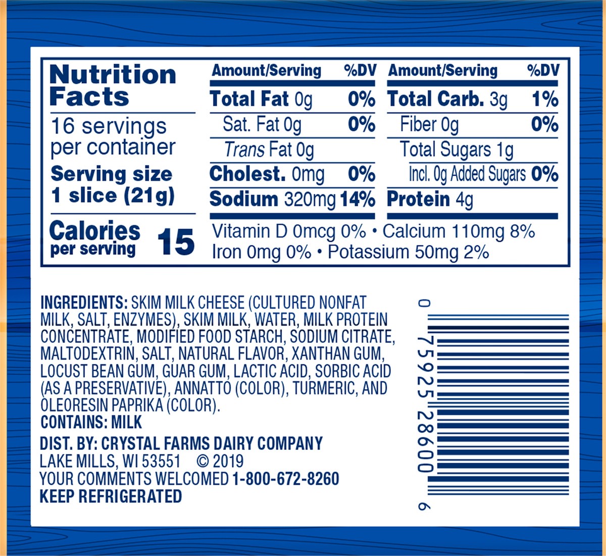 slide 4 of 8, Crystal Farms Cheese Slices, Fat Free, American, 16 ct