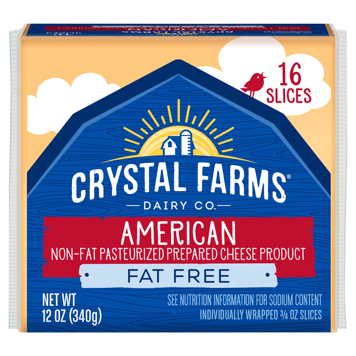 slide 5 of 8, Crystal Farms Cheese Slices, Fat Free, American, 16 ct