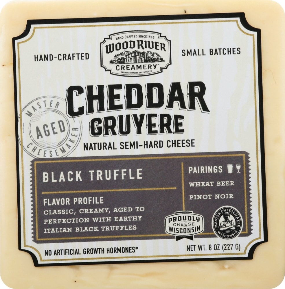 slide 1 of 1, Wood River Creamery Black Truffle Cheddar Cheese, 8 oz