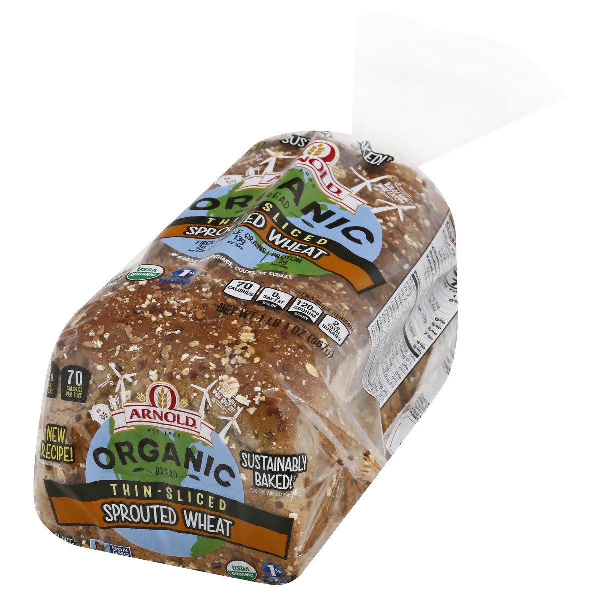 slide 8 of 10, Arnold Organic Thin-Sliced Sprouted Wheat, 20 oz