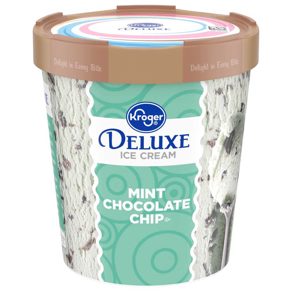 slide 1 of 6, Kroger Deluxe Mint Chocolate Chip Ice Cream, 16 fl oz