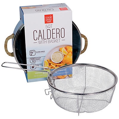 slide 1 of 1, Cook Prep Eat Blue Nonstick Caldero with Basket & Glass Lid, 5 qt