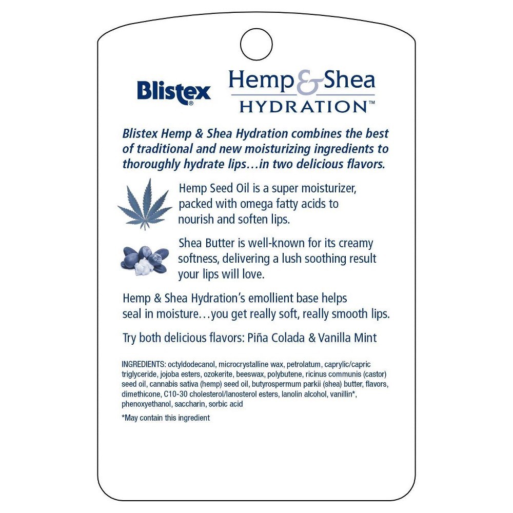 slide 4 of 6, Blistex Hemp & Shea Hydration Vanilla Mint And Pina Colada Lip Moisturizer Sticks, 0.3 oz