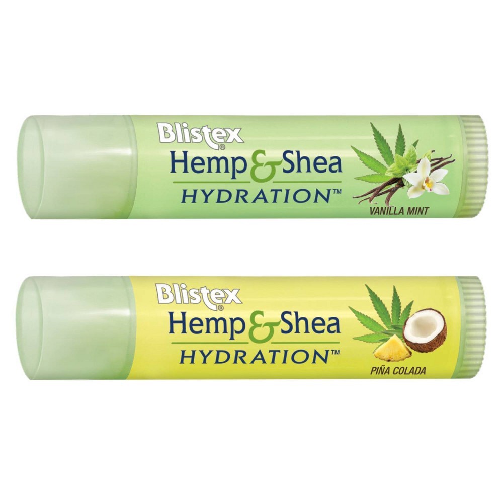 slide 3 of 6, Blistex Hemp & Shea Hydration Vanilla Mint And Pina Colada Lip Moisturizer Sticks, 0.3 oz