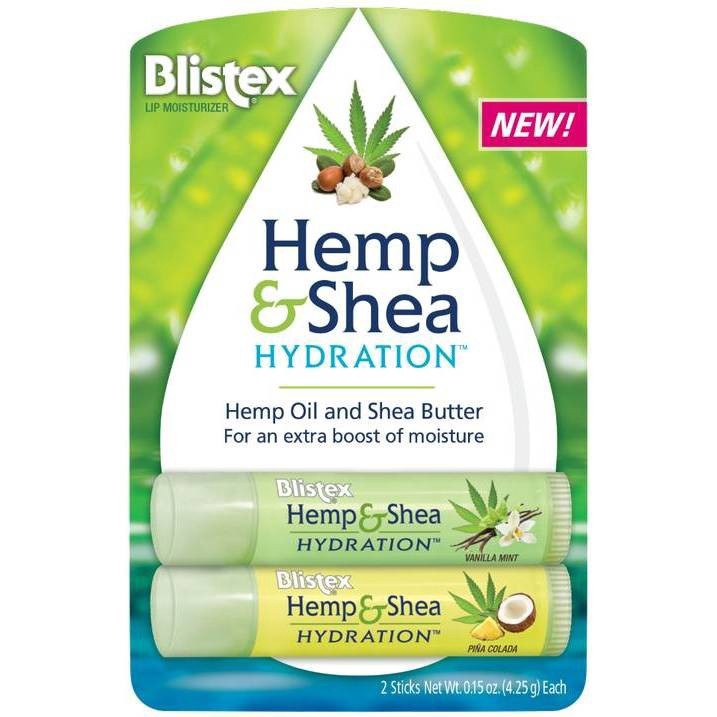 slide 1 of 6, Blistex Hemp & Shea Hydration Vanilla Mint And Pina Colada Lip Moisturizer Sticks, 0.3 oz