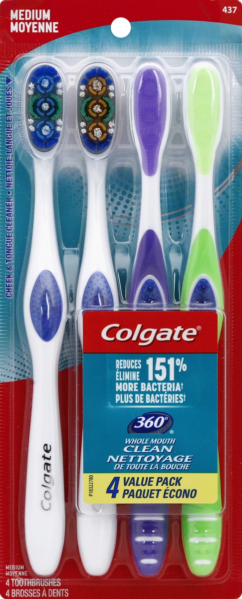 slide 5 of 7, Colgate 360 Adult Medium Toothbrush, 4 ct