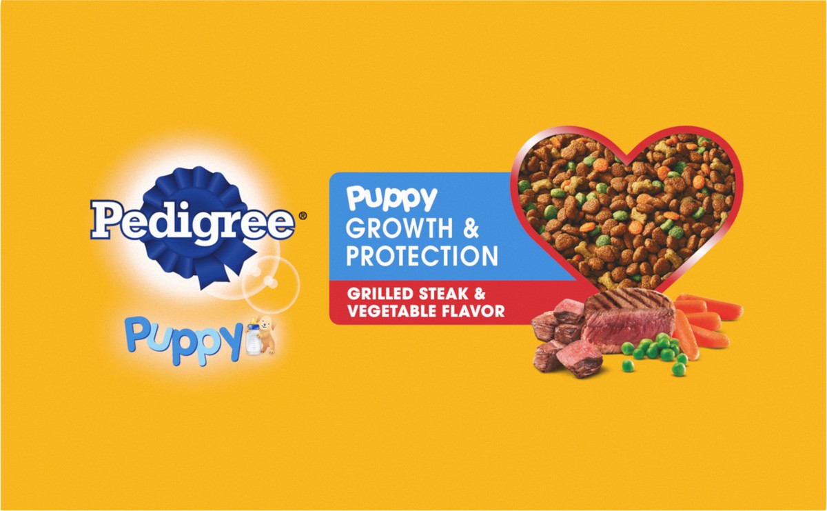 slide 2 of 9, Pedigree 6 Wks. to 18 Mos. Puppy Grilled Steak & Vegetable Flavor Food for Puppies 56 oz, 1 ct