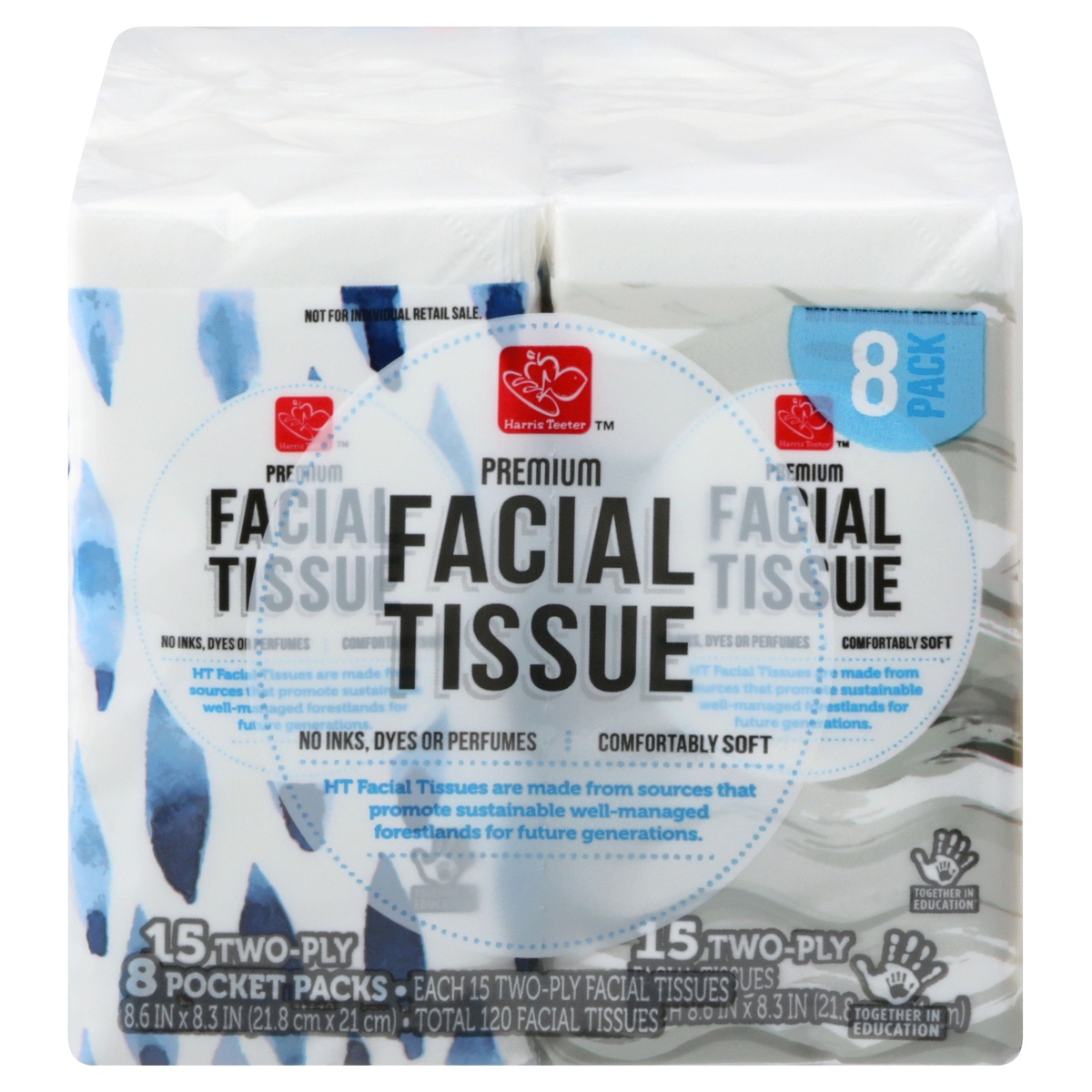 slide 1 of 1, Harris Teeter yourhome Facial Tissue Pocket Packs, 8 ct