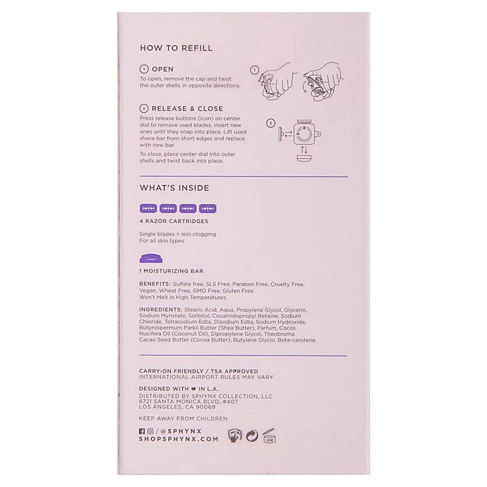 slide 4 of 4, Sphynx Portable Razor Refill - Purple, 4 ct