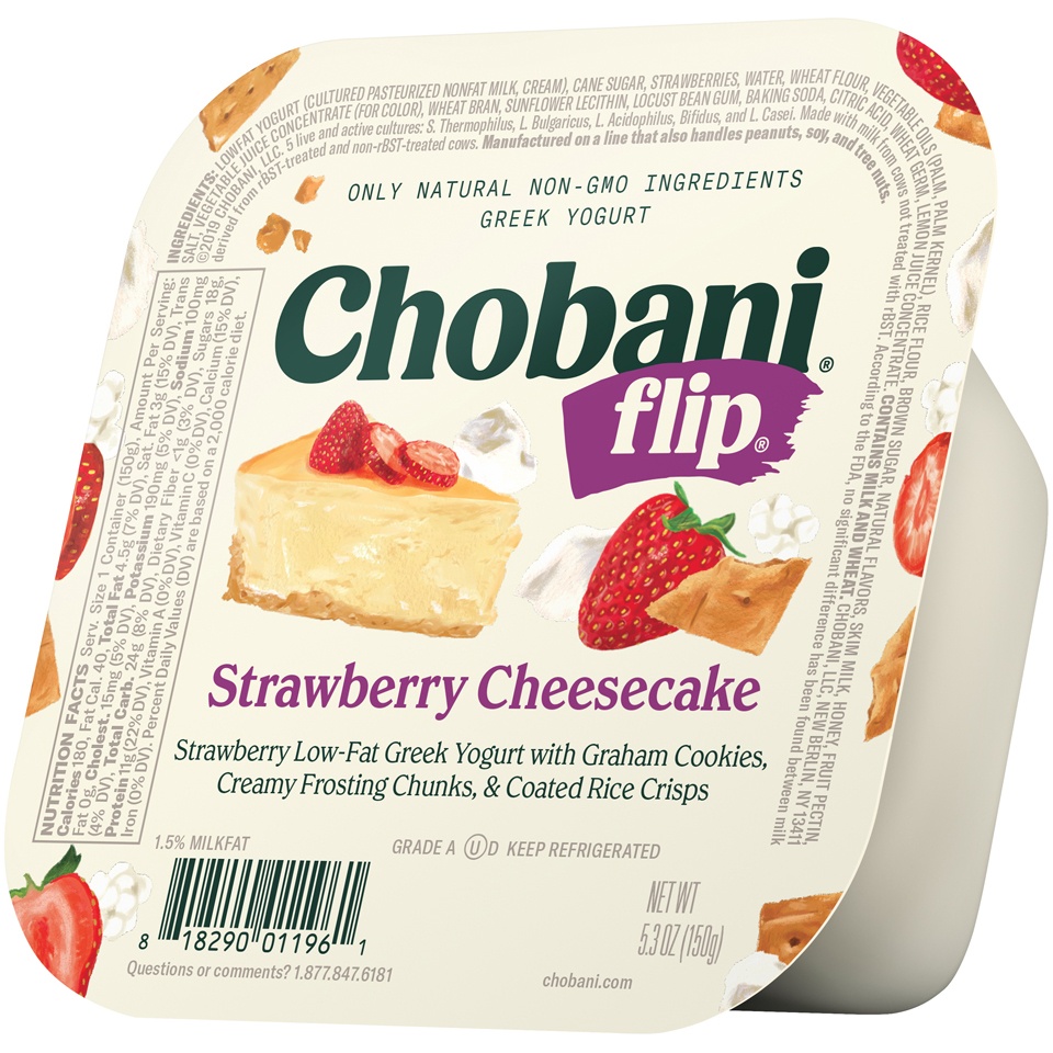 slide 3 of 8, Chobani Flip Strawberry Cheesecake Low-Fat Greek Yogurt, 5.3 oz