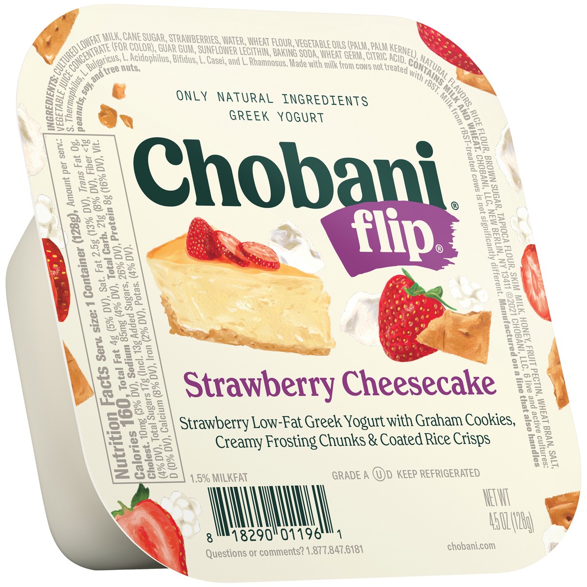 slide 1 of 14, Chobani Flip Strawberry Cheesecake Low-Fat Greek Yogurt, 5.3 oz