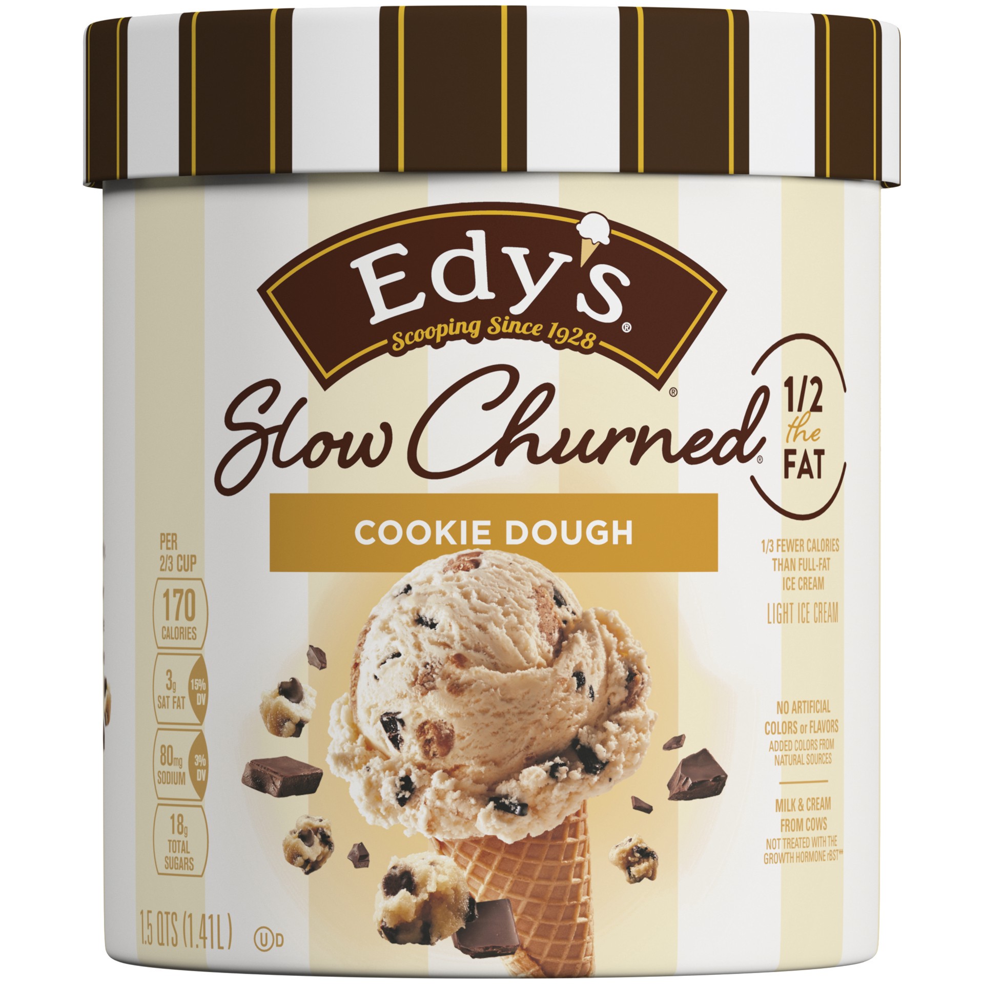 slide 1 of 5, Edy's Edy''s/Dreyer''s Slow Churned Cookie Dough Light Ice Cream, 1.5 Qt, 1.5 qt