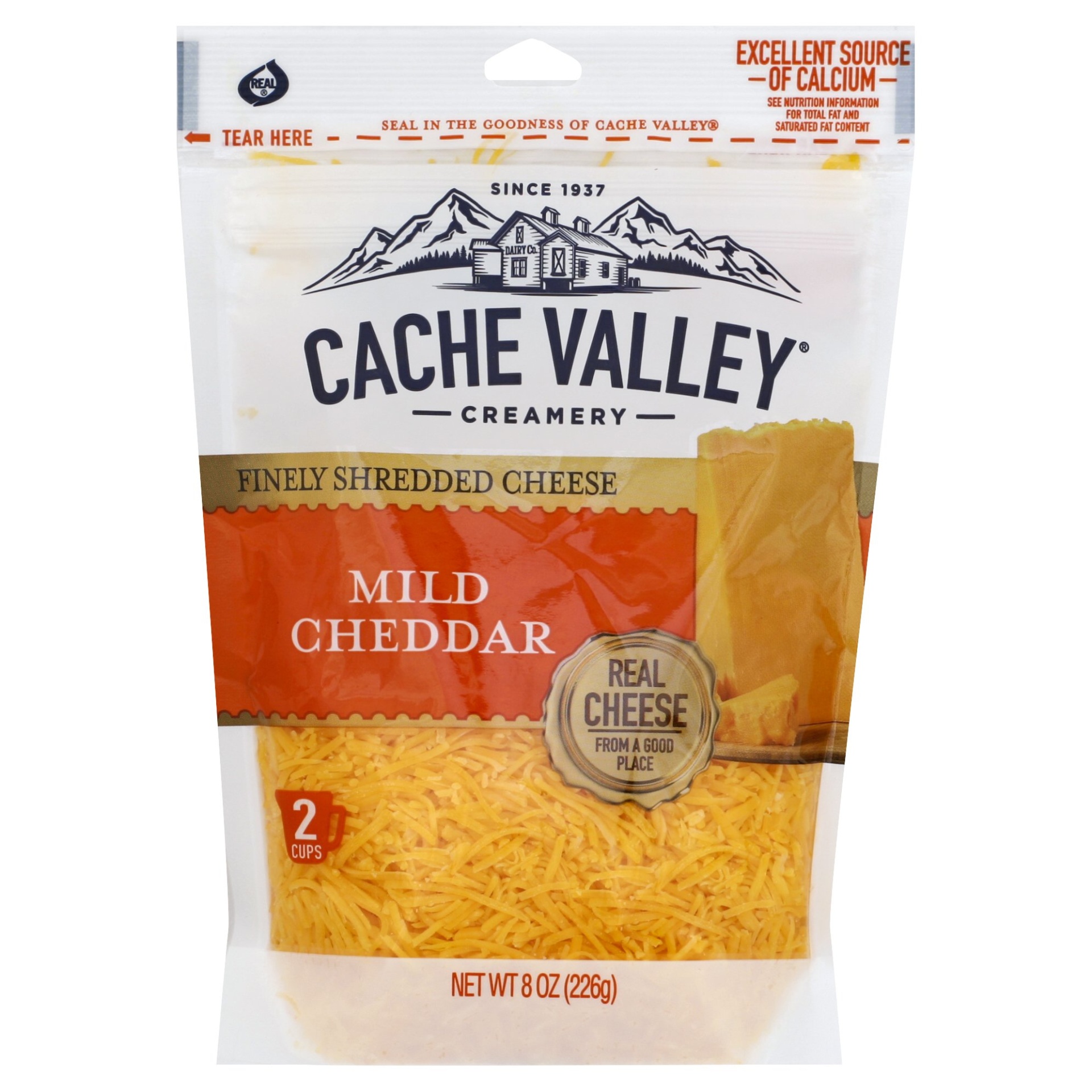 slide 1 of 1, Cache Valley Mild Cheddar Shredded Cheese, 8 oz