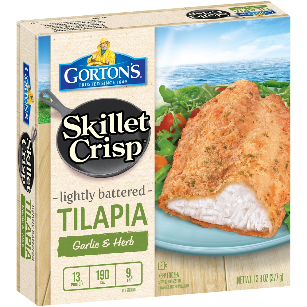 slide 2 of 8, Gorton's Lightly Battered Garlic & Herb Tilapia, 13.3 oz