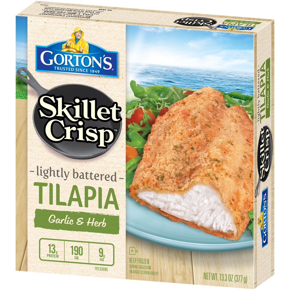 slide 3 of 8, Gorton's Lightly Battered Garlic & Herb Tilapia, 13.3 oz