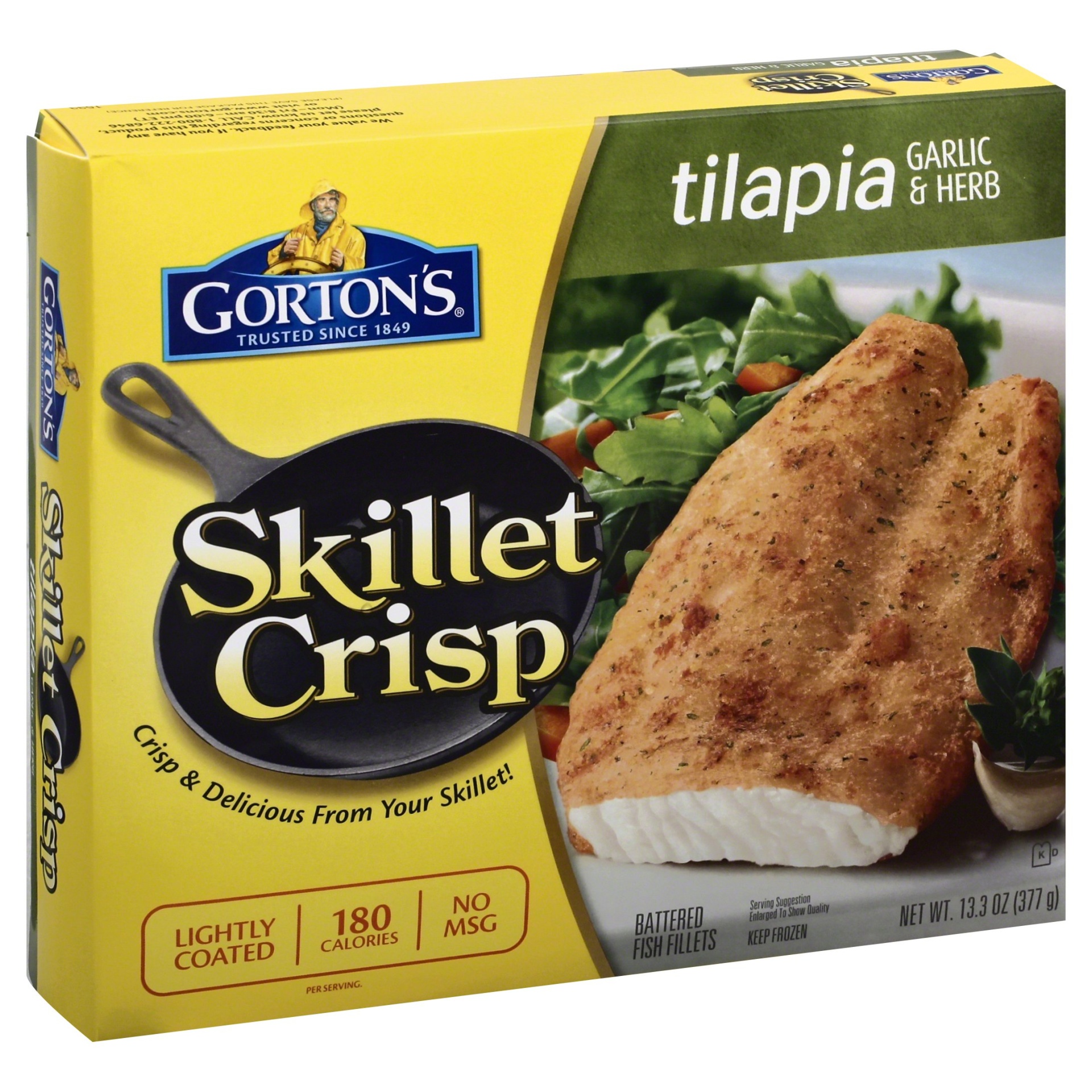 slide 1 of 8, Gorton's Lightly Battered Garlic & Herb Tilapia, 13.3 oz