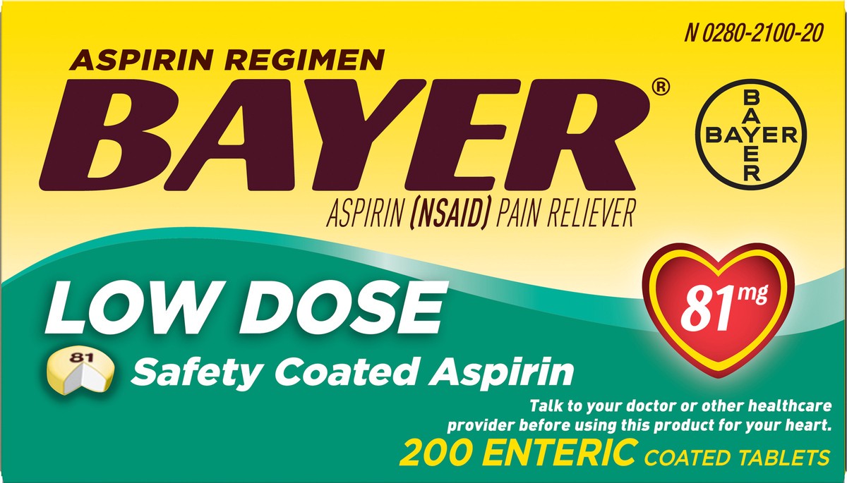 slide 1 of 1, Bayer 81 Mg Pain Reliever Low Dose Safety Coated Aspirin Tablets, 200 ct
