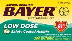 Bayer 81 Mg Pain Reliever Low Dose Safety Coated Aspirin Tablets