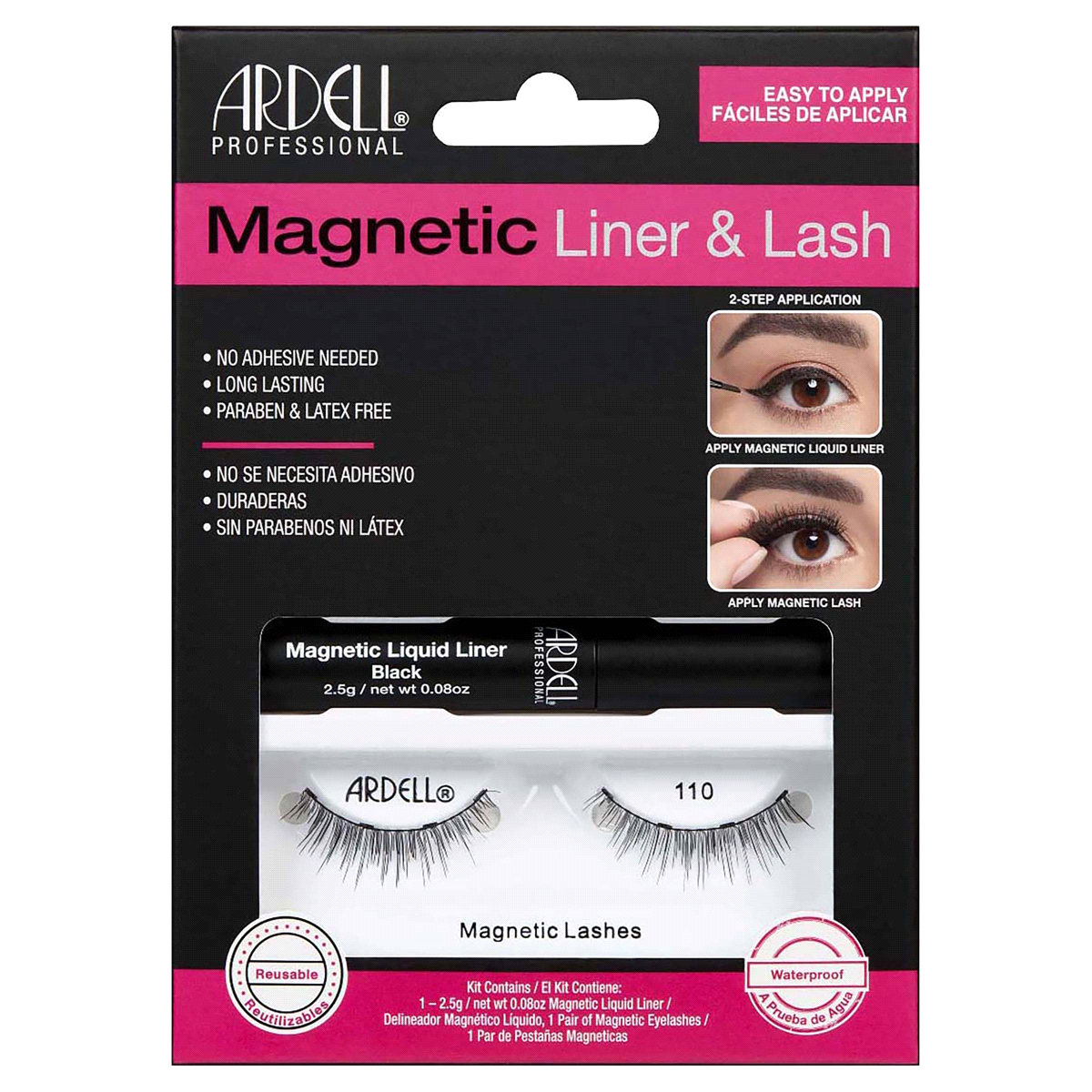 slide 1 of 9, Ardell 110 Magnetic Liner & False Lashes Kit - Black, 2 ct