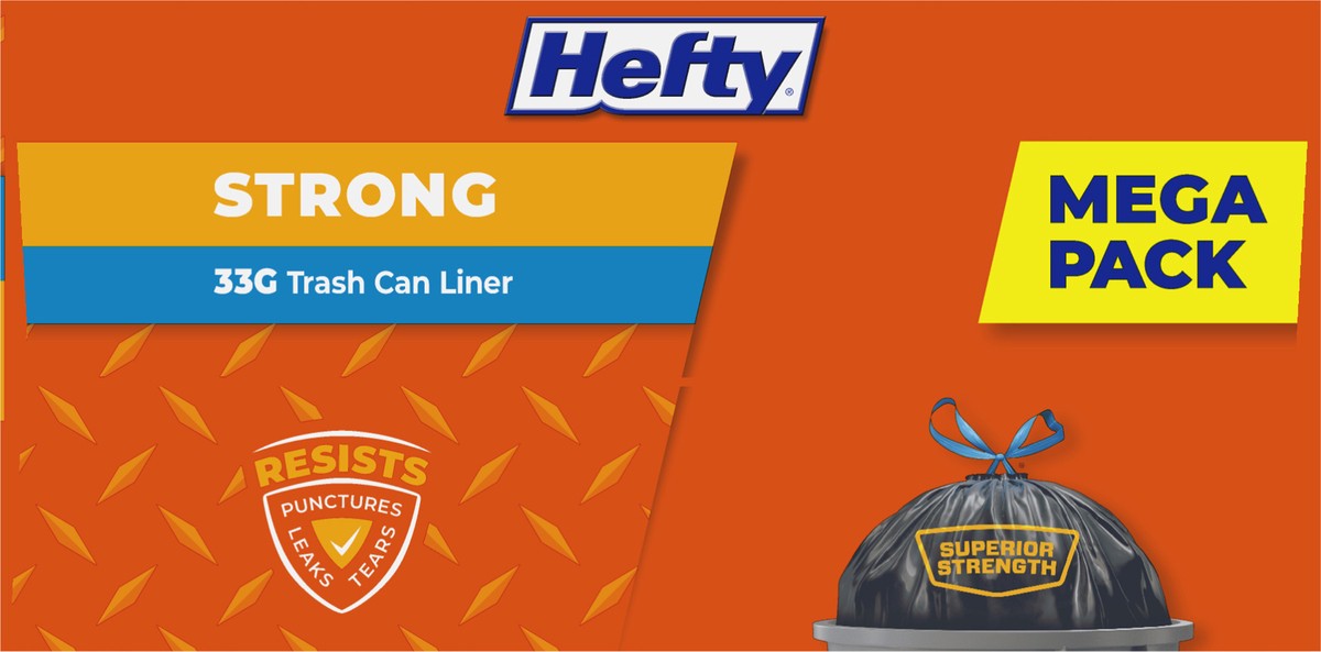 slide 2 of 9, Hefty Strong Mega Pack 33 Gallon Extra Large Drawstring Trash Bags Mega pack. 48 ea, 48 ct