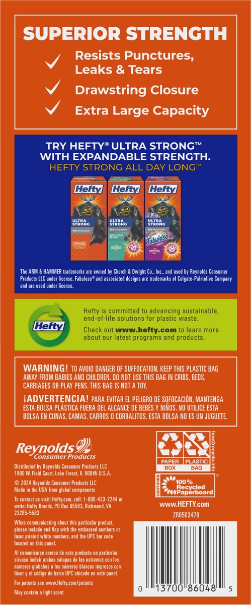 slide 6 of 9, Hefty Strong Mega Pack 33 Gallon Extra Large Drawstring Trash Bags Mega pack. 48 ea, 48 ct