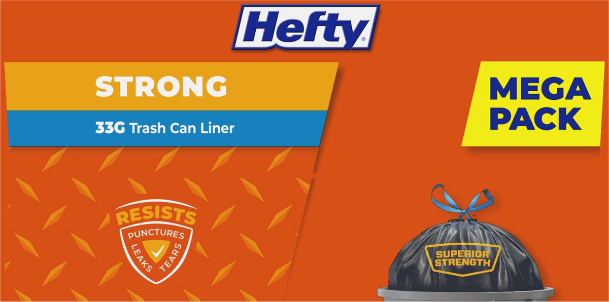 slide 7 of 9, Hefty Strong Mega Pack 33 Gallon Extra Large Drawstring Trash Bags Mega pack. 48 ea, 48 ct