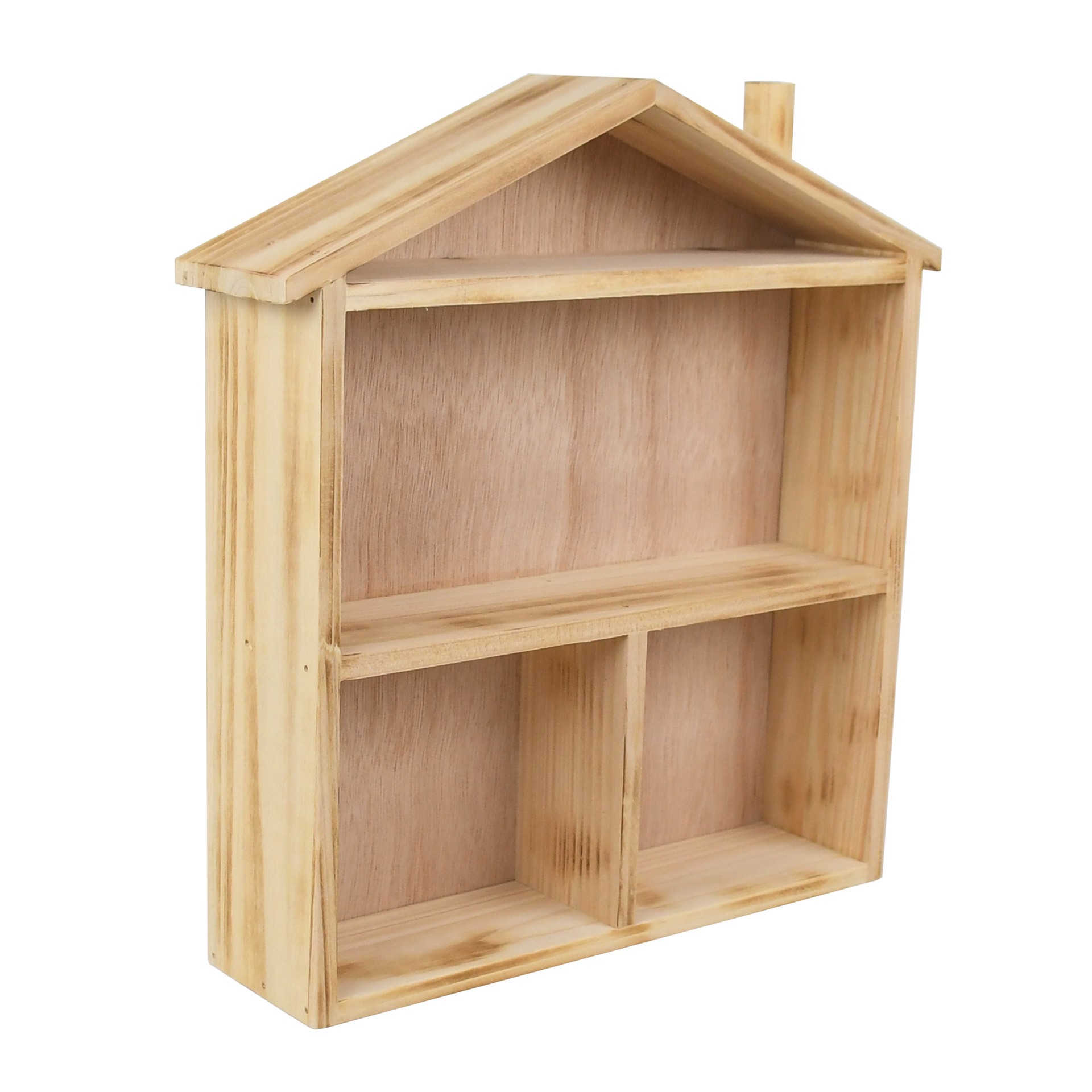 slide 3 of 4, 12.75" Natural Wood House Tabletop Cubby By Ashland, 12.75 in