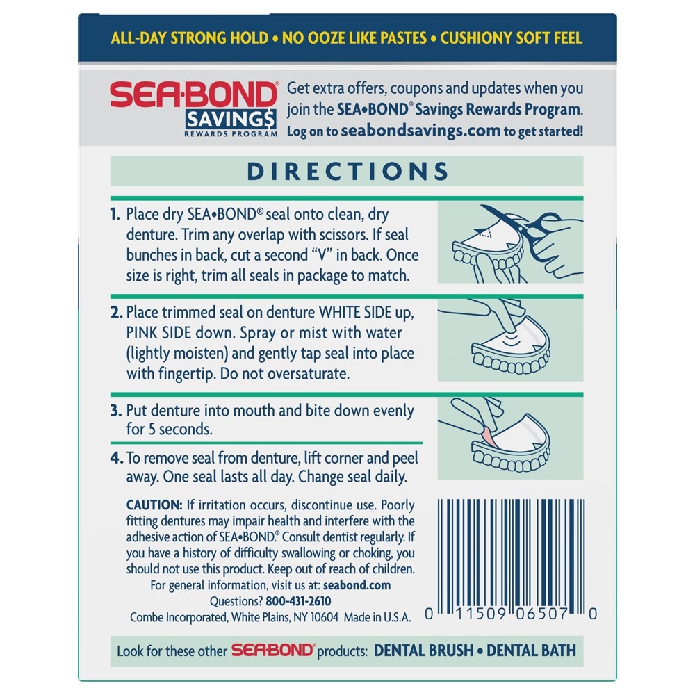 Sea-Bond Fresh Mint Denture Adhesive Seals 30 ct | Shipt