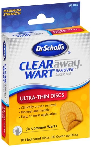 slide 1 of 1, Dr. Scholl's Clear Away Wart Remover Ultra Thin Medicated Discs And Cover-Up Discs, 38 ct