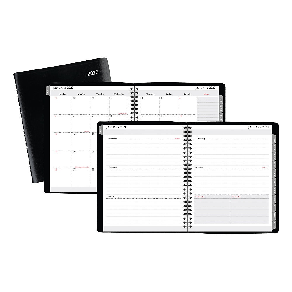 slide 1 of 1, Office Depot Medium Weekly/Monthly Planner, 6-7/8'' X 8-3/4'', Black, January To December 2020, Od712000, 1 ct