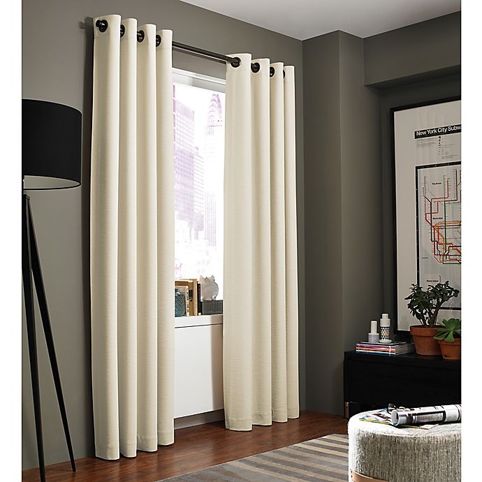 slide 1 of 1, Kenneth Cole Reaction Home Bryant Park Grommet Top Window Curtain Panel - Chalk, 63 in