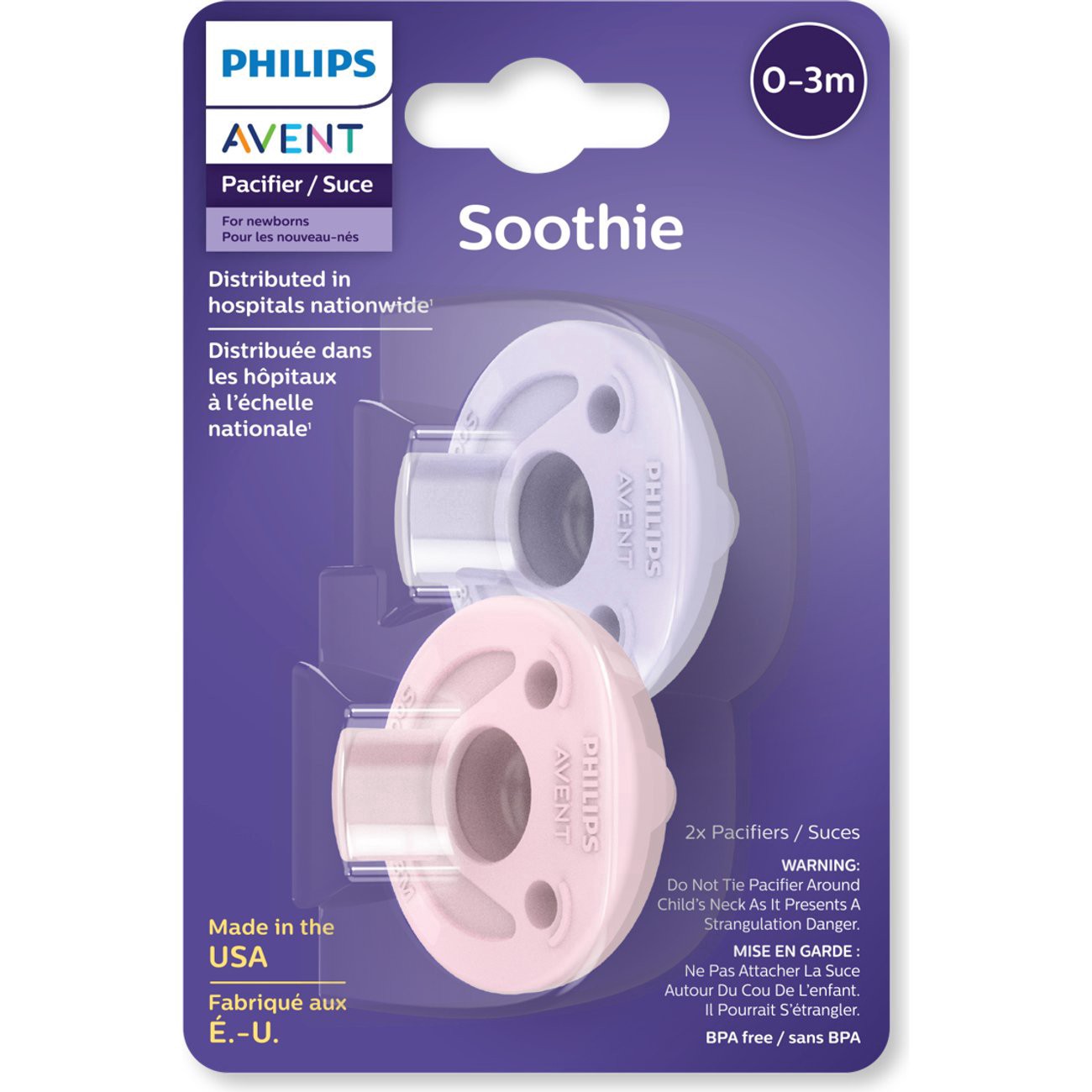 slide 1 of 1, Avent Soothie Pacifiers (0-3 Months) - Lilac & Pink, 2 ct