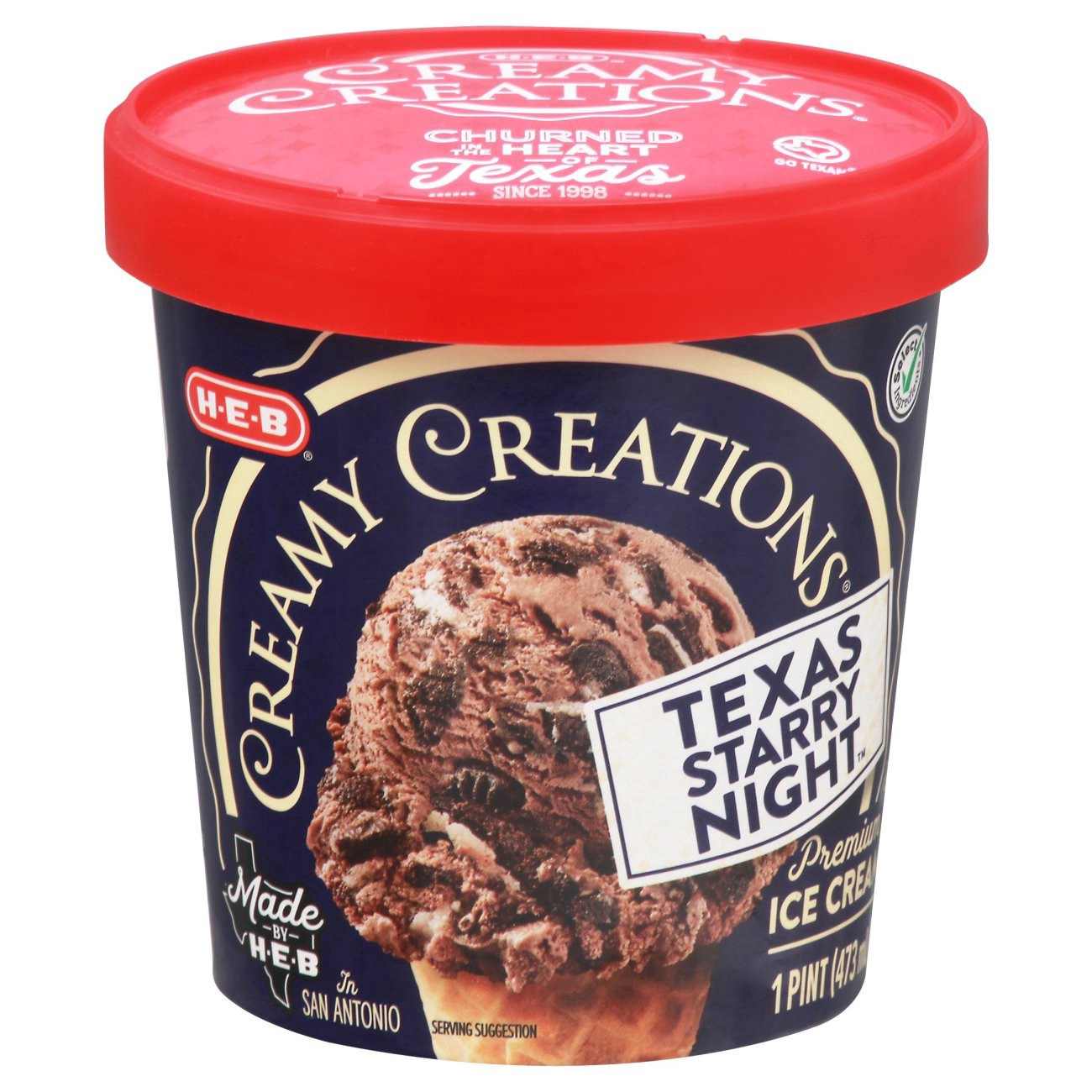 slide 1 of 1, H-E-B Select Ingredients Creamy Creations Texas Starry Night Ice Cream, 1 pint