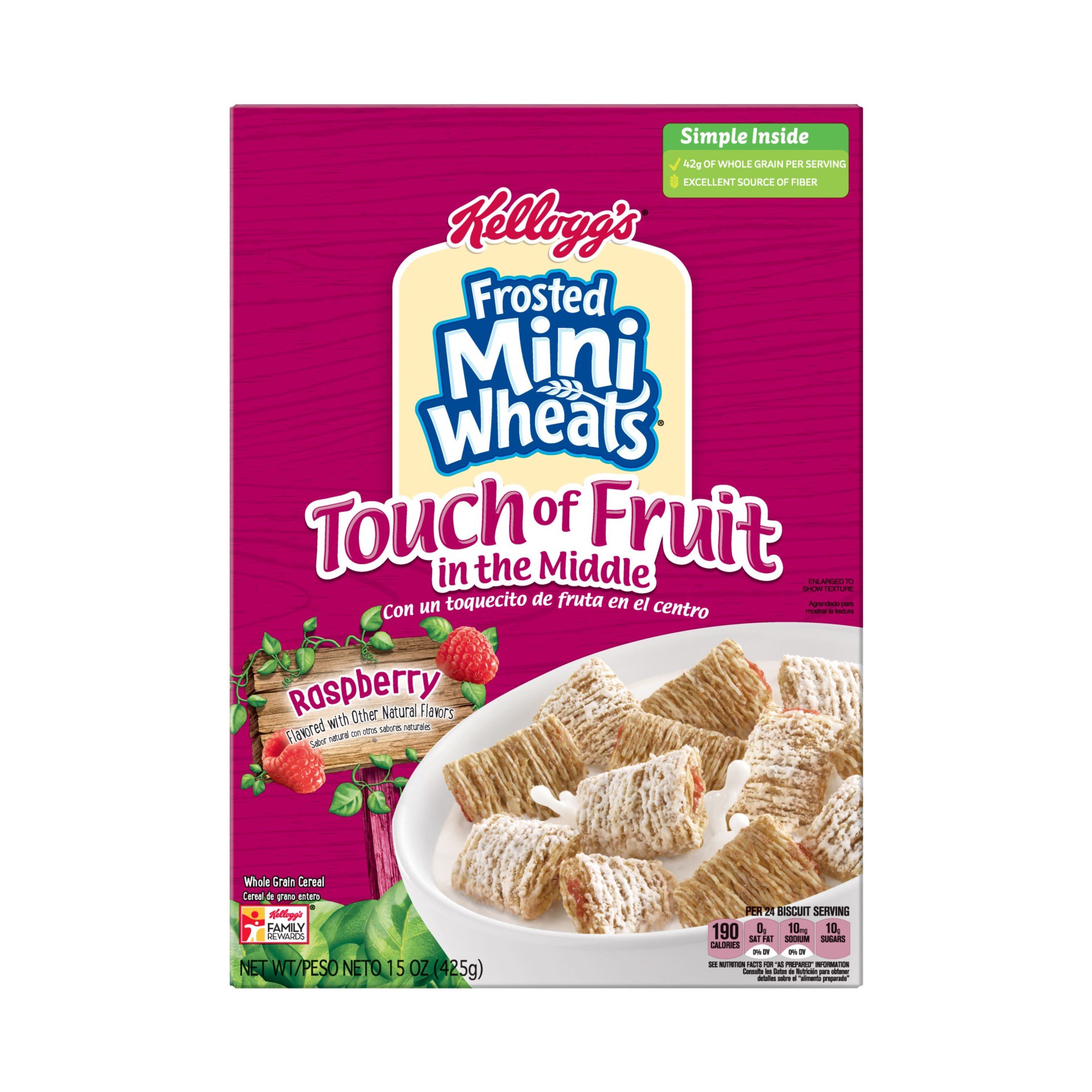 slide 2 of 7, Frosted Mini-Wheats Cereal, Touch of Fruit in the Middle, Raspberry, 15 oz