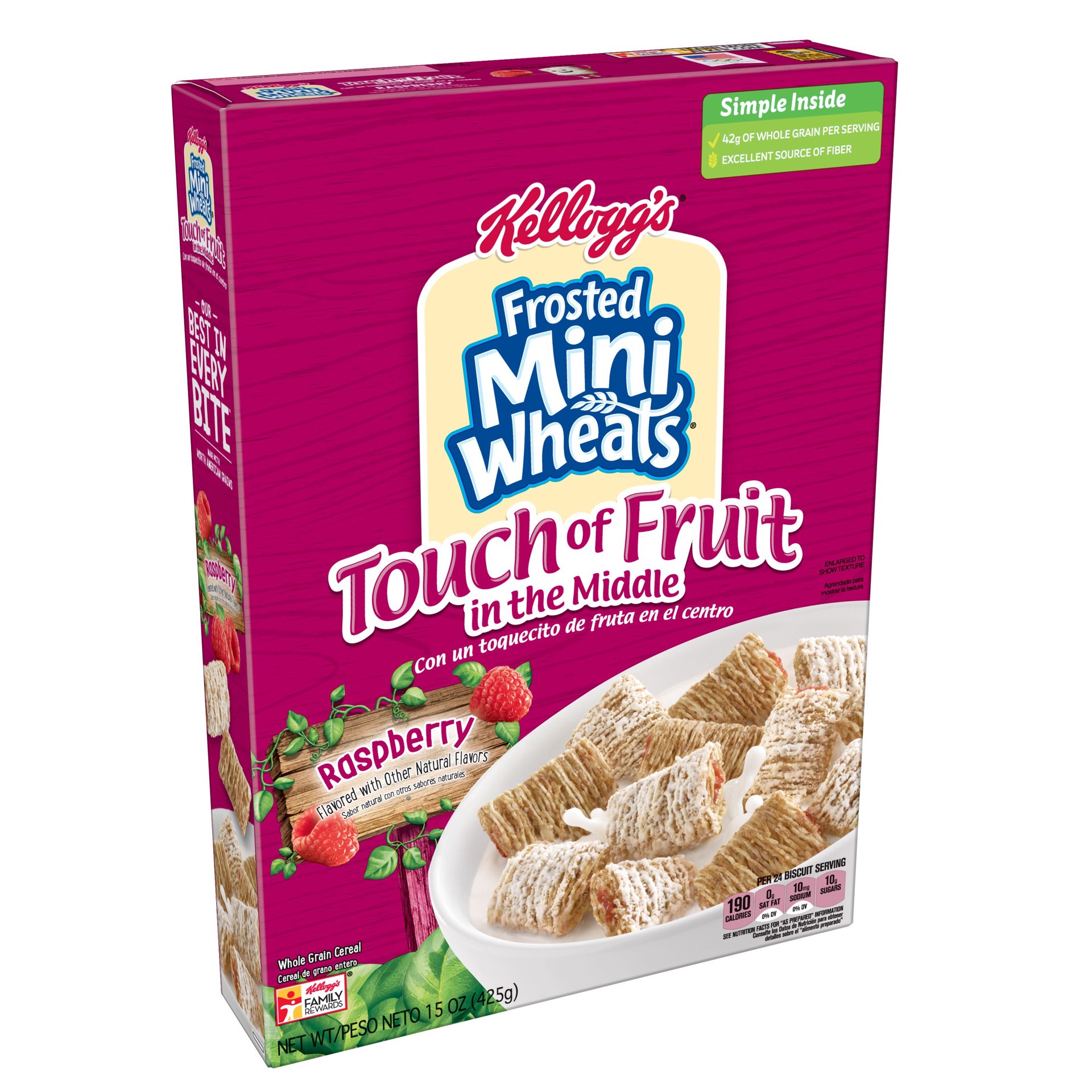 slide 1 of 7, Frosted Mini-Wheats Cereal, Touch of Fruit in the Middle, Raspberry, 15 oz