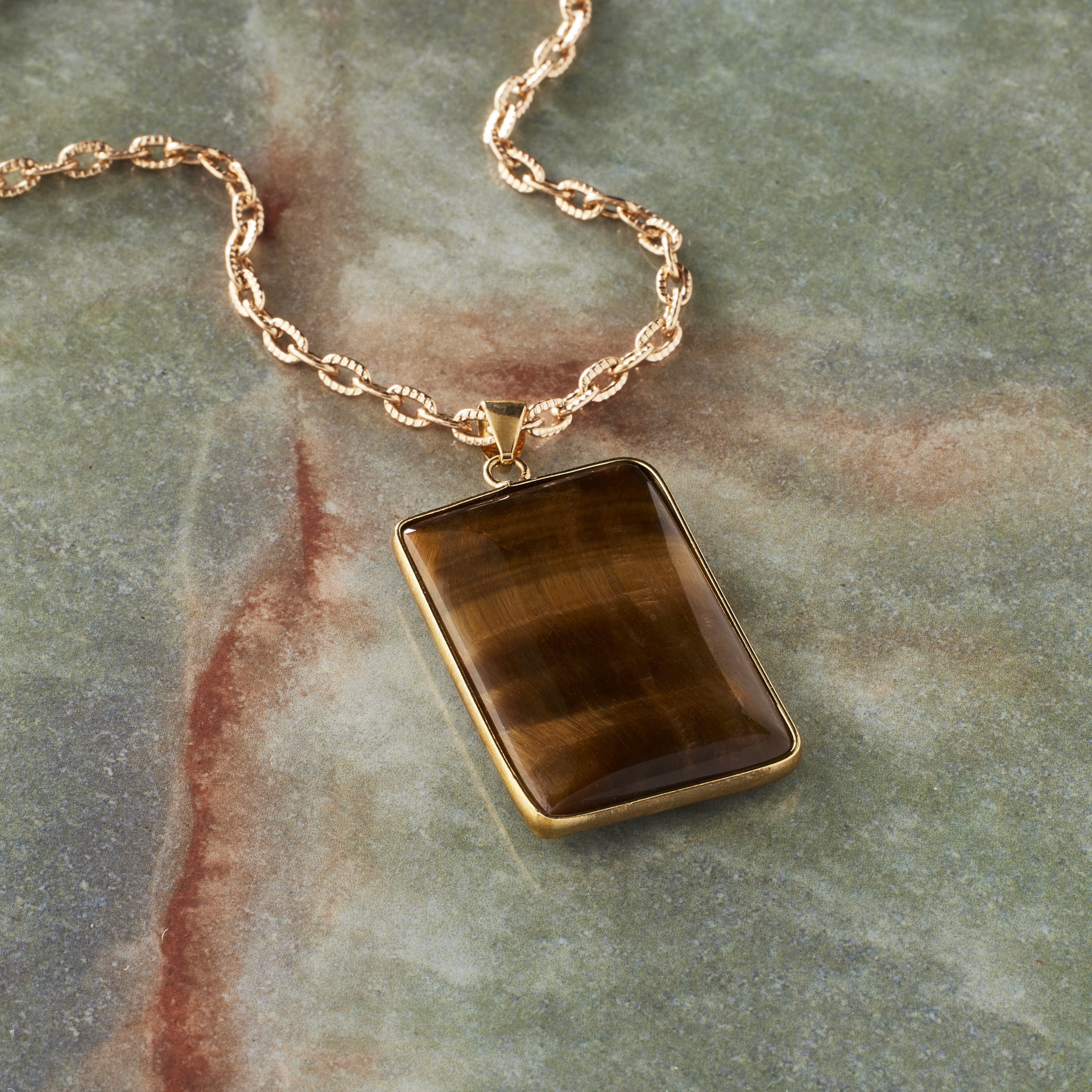 slide 2 of 3, Yellow Tiger's Eye Rectangle Pendant By Bead Landing, 25mm x 38mm