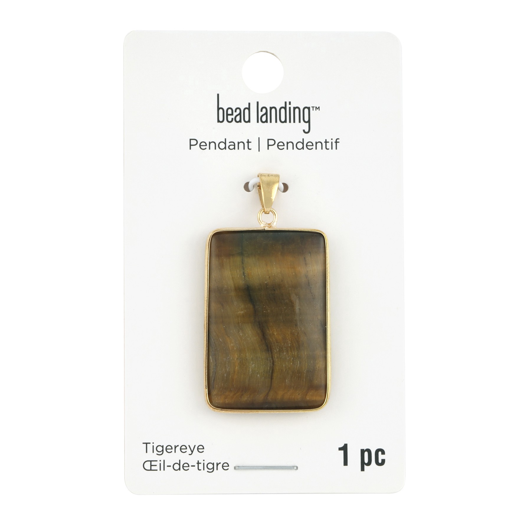 slide 3 of 3, Yellow Tiger's Eye Rectangle Pendant By Bead Landing, 25mm x 38mm