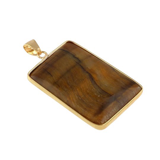 slide 1 of 3, Yellow Tiger's Eye Rectangle Pendant By Bead Landing, 25mm x 38mm