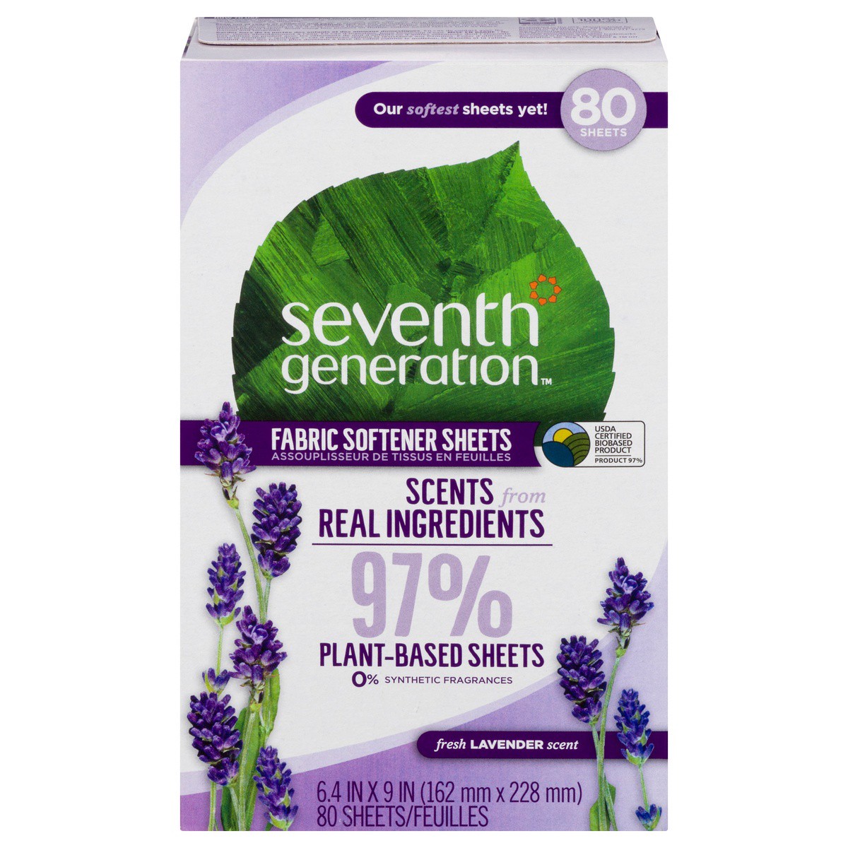 slide 1 of 10, Seventh Generation Fabric Softener Sheets Fresh Lavender Scent - 80ct, 1 ct