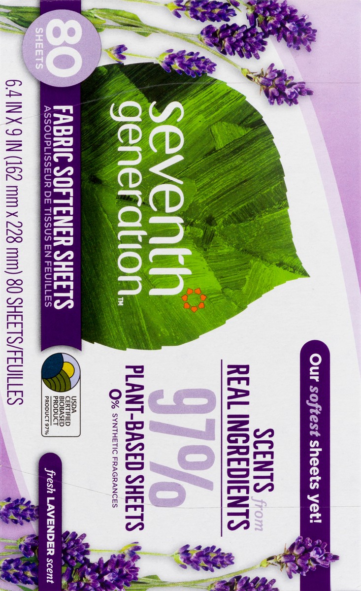 slide 9 of 10, Seventh Generation Fabric Softener Sheets Fresh Lavender Scent - 80ct, 1 ct