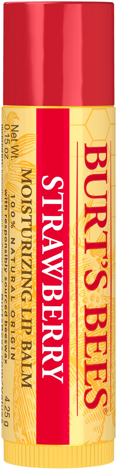 slide 4 of 5, Burt's Bees 100% Natural Origin Moisturizing Lip Balm, Strawberry with Beeswax & Fruit Extracts, 1 Tube, 0.15 oz