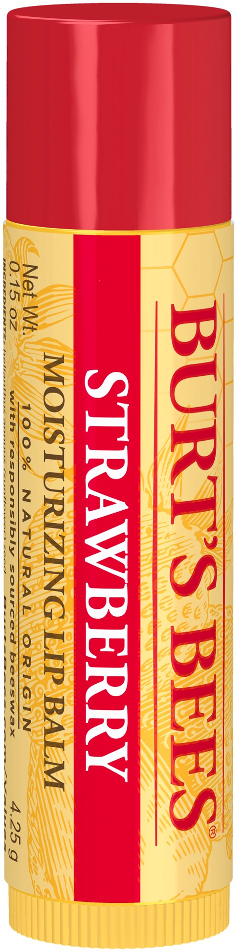 slide 1 of 5, Burt's Bees 100% Natural Origin Moisturizing Lip Balm, Strawberry with Beeswax & Fruit Extracts, 1 Tube, 0.15 oz