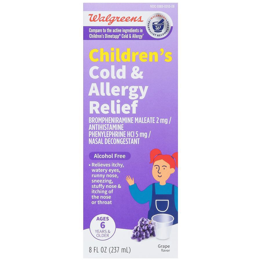 slide 2 of 5, Walgreens Children's Wal-Tap Elixir Grape Flavor Cold & Allergy Liquid, 8 fl oz