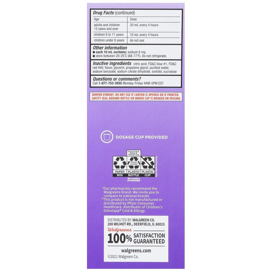 slide 3 of 5, Walgreens Children's Wal-Tap Elixir Grape Flavor Cold & Allergy Liquid, 8 fl oz