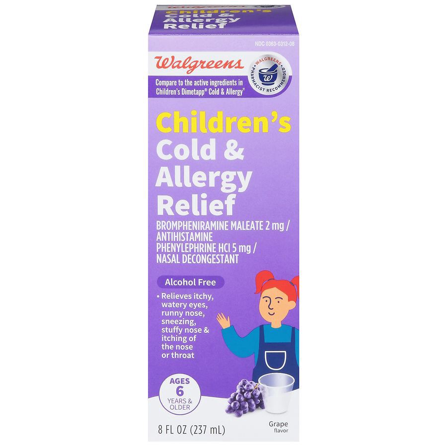 slide 1 of 5, Walgreens Children's Wal-Tap Elixir Grape Flavor Cold & Allergy Liquid, 8 fl oz
