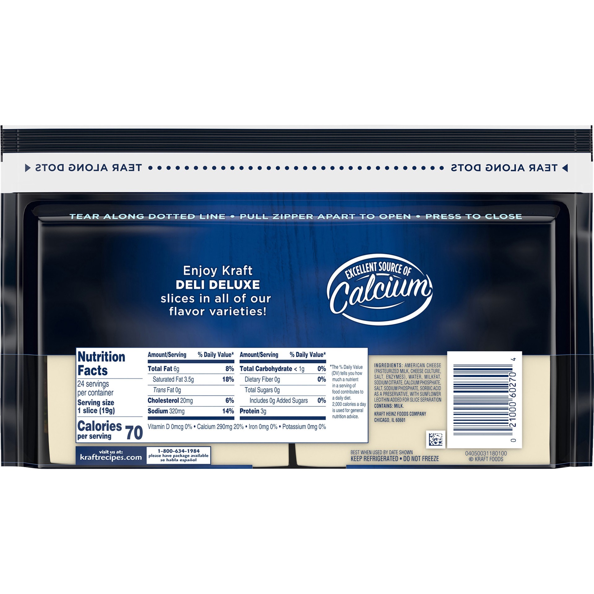 slide 4 of 5, Kraft Deli Deluxe White American Cheese Slices, 16 oz