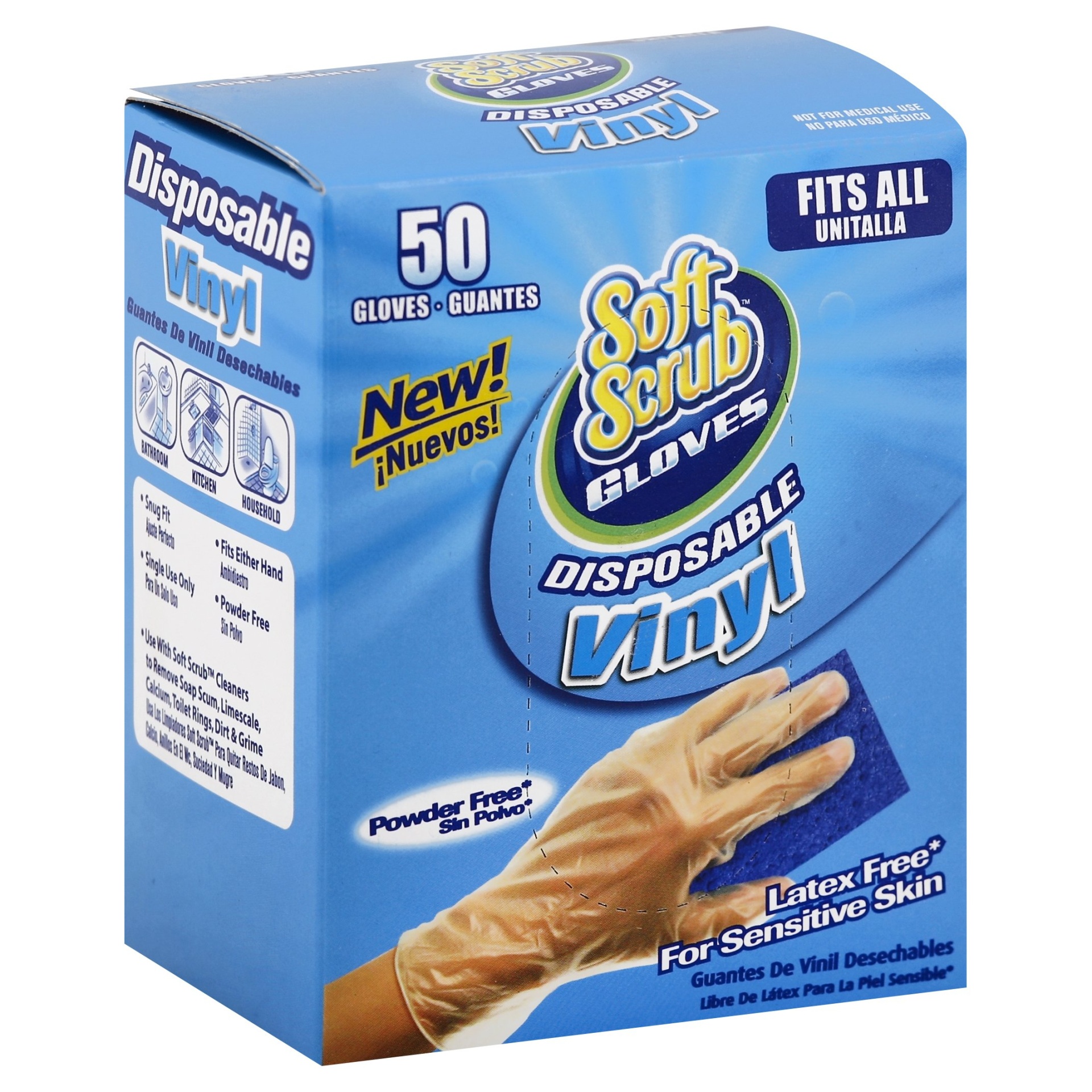 slide 1 of 1, Soft Scrub Disposable Vinyl Gloves, 50 ct