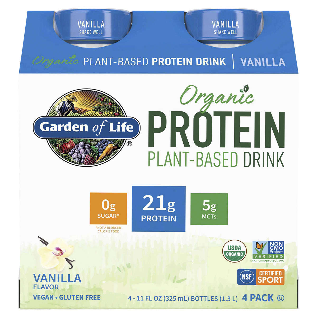 slide 1 of 1, Garden of Life Organic Vanilla Plant Protein Shake, 4 ct; 11 fl oz