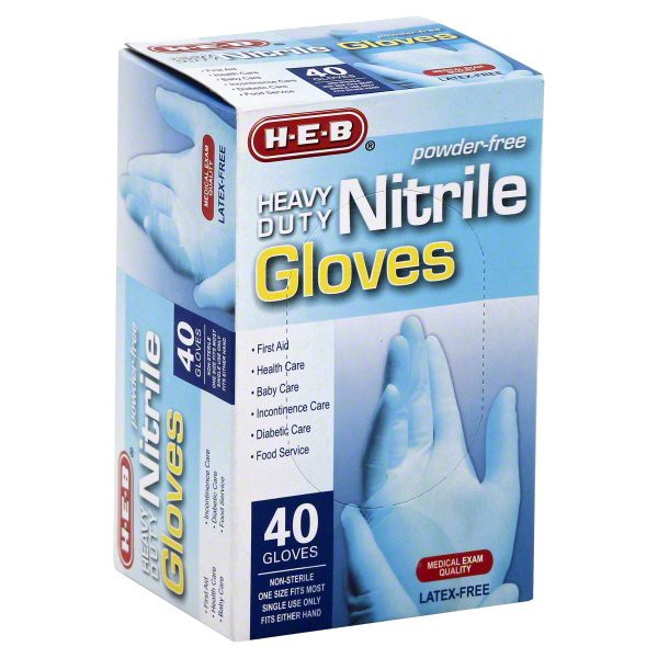 slide 1 of 1, H-E-B Heavy Duty Nitrile Gloves, 40 ct