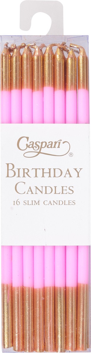 slide 3 of 11, Caspari Slim Pink/Gold Birthday Candles 16 ea, 16 ct